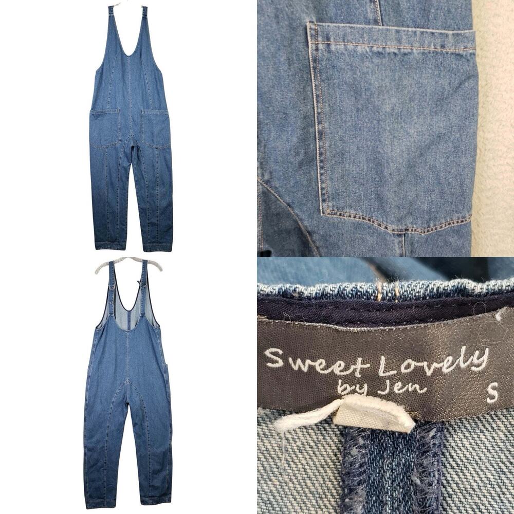 Sweet Lovely by Jen Denim Overalls Jumpsuit Women’s Size Small S Oversized